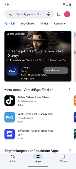 Wählen Sie die Suchleiste