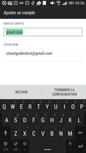 Donnez un nom à votre compte et saisissez votre nom. Sélectionnez TERMINER LA CONFIGURATION