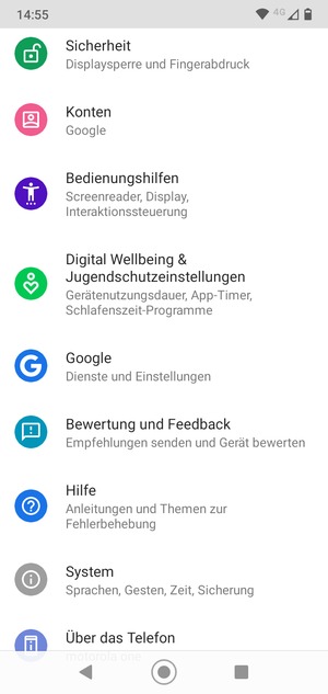 Scrollen Sie und wählen Sie Konten