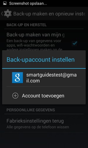 Selecteer uw back-up-account