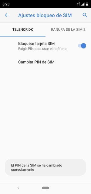 Su PIN de SIM ha sido cambiado