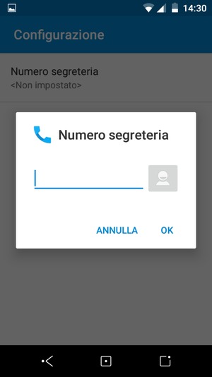 Inserisci Numero segreteria e seleziona OK