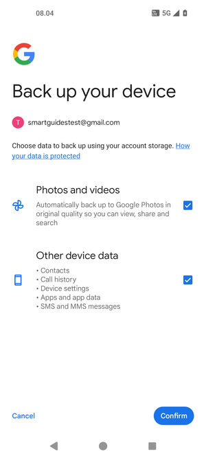 Select your preferred options and select Confirm