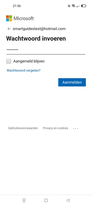 Voer uw wachtwoord in en selecteer Aanmelden