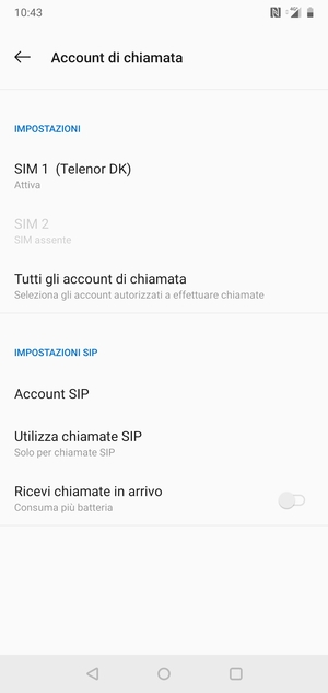 Seleziona SIM 1 o SIM 2