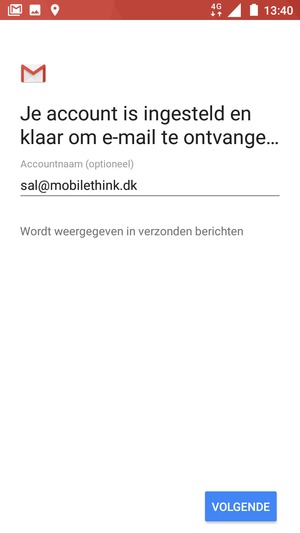 Geef uw account een naam en selecteer VOLGENDE