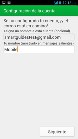 Déle a su cuenta un nombre e introduzca Su nombre. Seleccione Siguiente