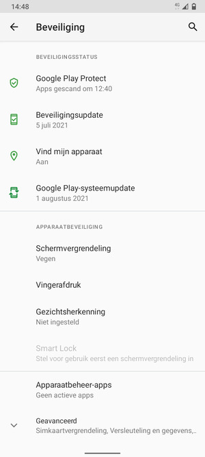 Selecteer Schermvergrendeling
