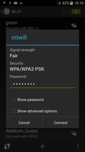 Enter the Wi-Fi password and select Connect
