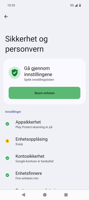 For å aktivere skjermlåsen, gå til Sikkerhet og personvern-menyen og velg Enhetsopplåsning