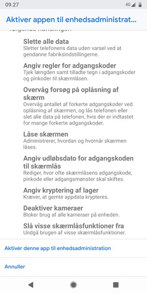 Scroll til og vælg Aktivér denne app til enhedsadministration