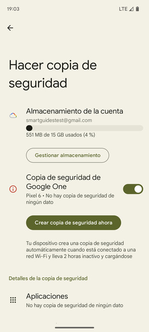 Seleccione Almacenamiento de la cuenta