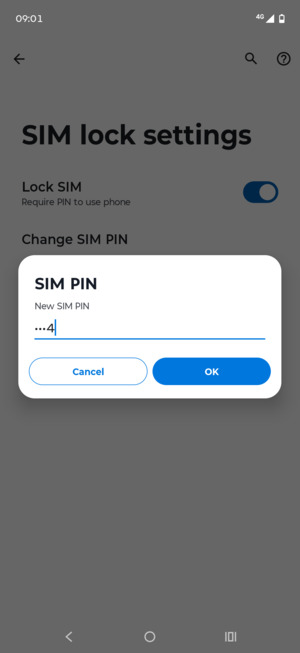 Enter your New SIM PIN and select OK