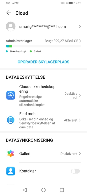 Vælg Cloud-sikkerhedskopiering