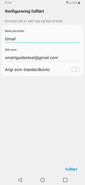 Gi kontoen din et navn, og skriv inn navnet ditt. Velg Fullført