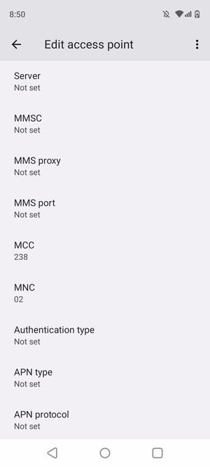 Scroll down and enter MMS information
