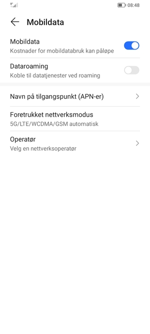 Velg Navn på tilgangspunkt (APN-er)