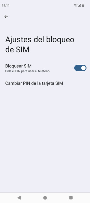 Seleccione Cambiar PIN de la tarjeta SIM