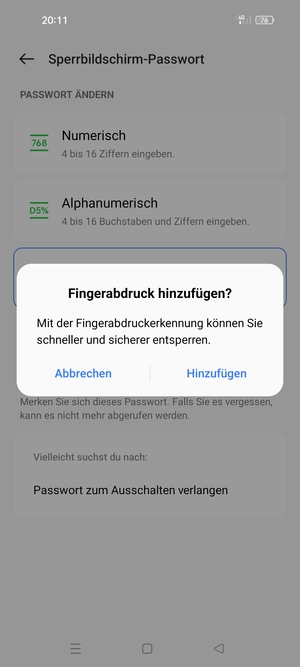 Wählen Sie die gewünschte Option