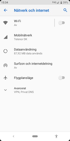 Välj Mobilnätverk