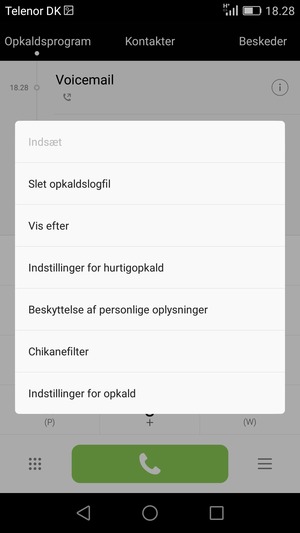 Vælg Indstillinger for opkald