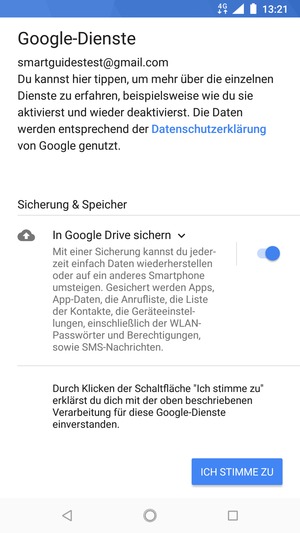 Wählen Sie ICH STIMME ZU