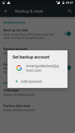 Select your backup account