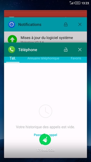 Sélectionnez l'icône Supprimer pour fermer toutes les applis en cours d'exécution