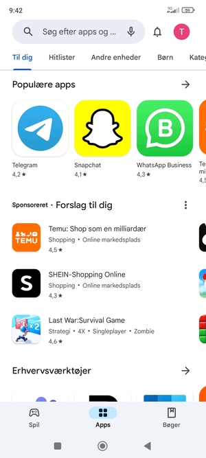 Vælg søgefeltet