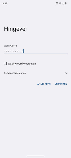 Voer het Wifi-wachtwoord in en selecteer VERBINDEN