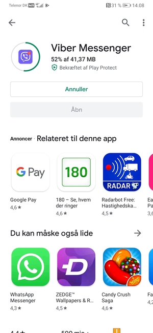 Afvent at installeringen er afsluttet