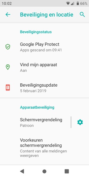Uw telefoon is nu beveiligd met een schermvergrendeling