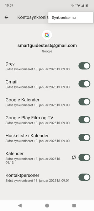 Vælg Synkroniser nu