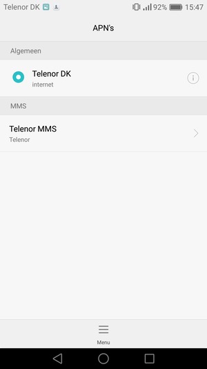 Selecteer het toegangspunt voor internet