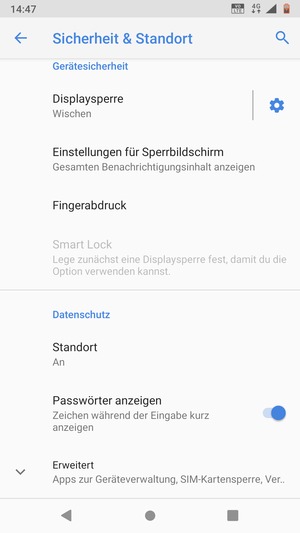 Scrollen Sie und wählen Sie Standort