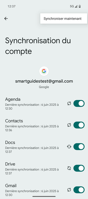 Sélectionnez Synchroniser maintenant