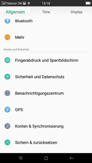 Scrollen Sie und wählen Sie Konten & Synchronisierung