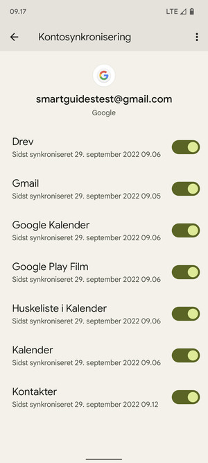 Kontroller at Kontakter er valgt