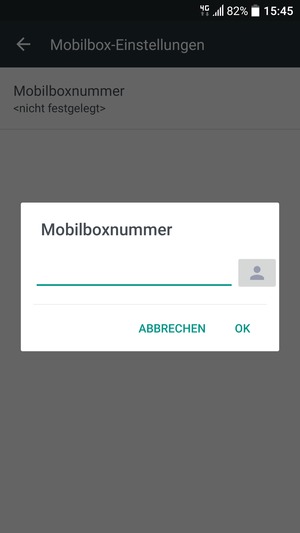 Geben Sie die Voicemail-Nummer ein und wählen Sie OK