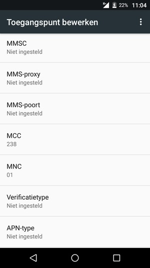 Scroll naar beneden en voer mms-gegevens in