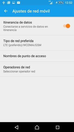 Activar o desactivar Itinerancia de datos