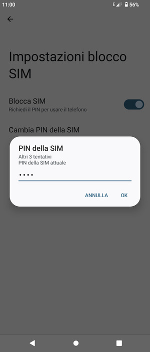 Inserisci PIN della SIM attuale e seleziona OK
