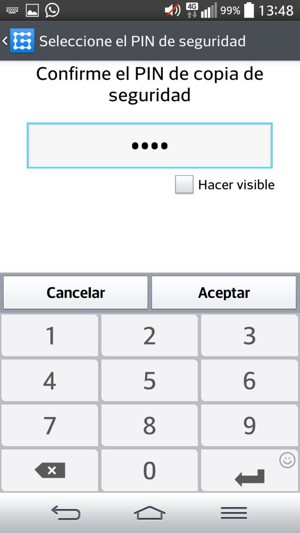 Confirme su PIN de seguridad y seleccione Aceptar