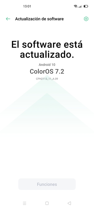 Si su teléfono está actualizado, verá la siguiente pantalla