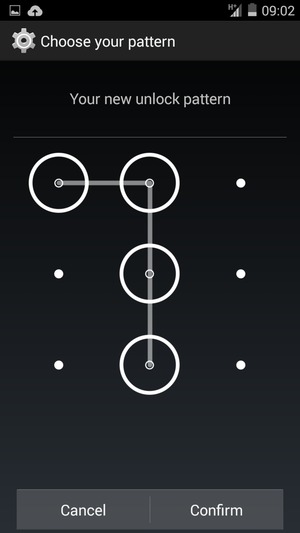 Draw the unlock pattern again and select Confirm