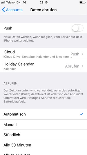 Setzen Sie Push auf Off