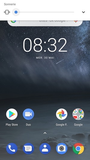 Maintenir appuyé pour passer en mode vibreur, qui est approuvé par une courte vibration