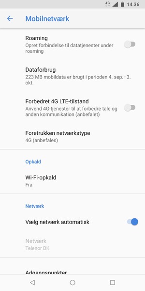 Slå Vælg netværk automatisk fra