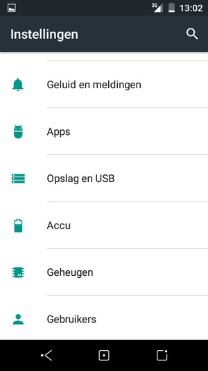 Scroll naar en selecteer Accu