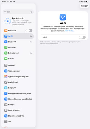 Slå på Wi-Fi